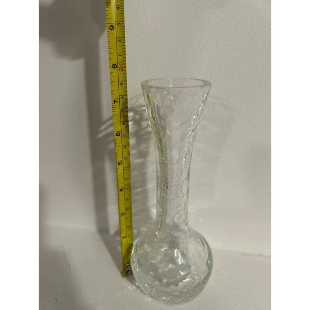 Crackle Glass Small Stem Bud Vase